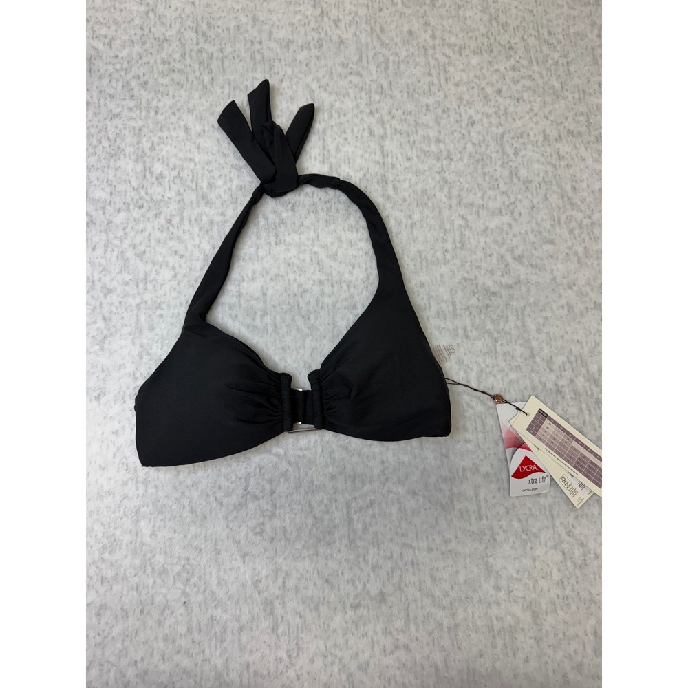 CALIA Women U-Bar Halter Bikini Top Pure Black WSA15203 Size Small NWT